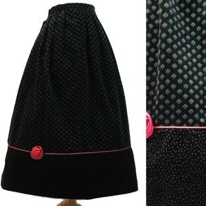 Vintage Susan Bristol 100%Cotton Velvet Fit n Flare Party Red Rosette